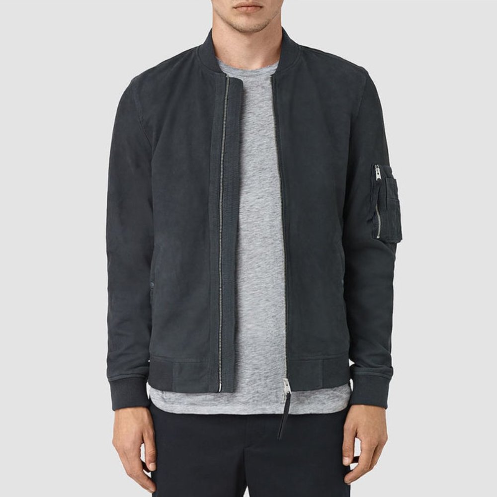 All Saints Ikeda Bomber Suede Jacket XS